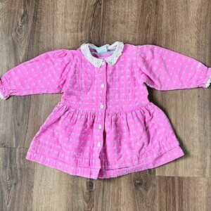 Vintage Oshkosh B'Gosh Pink Floral Long Sleeve Dress Size 24M